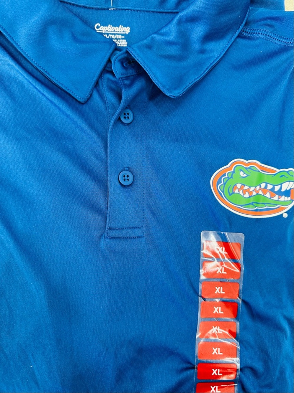 NWT Florida Gators XL Blue Polo Shirt with Gator Logo by Captivated Apparel.